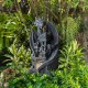 Glitzhome 36.5"H Mystical Gothic Dragon Perched Atop The Castle Sculptural 4-Tier Polyresin Outdoor Floor Fountain with Pump and LED Light (KD)