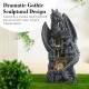 Glitzhome 36.5"H Mystical Gothic Dragon Perched Atop The Castle Sculptural 4-Tier Polyresin Outdoor Floor Fountain with Pump and LED Light (KD)