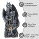 Glitzhome 36.5"H Mystical Gothic Dragon Perched Atop The Castle Sculptural 4-Tier Polyresin Outdoor Floor Fountain with Pump and LED Light (KD)