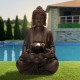 Glitzhome 28.25"H Zen Style Meditating Buddha Statue Polyresin Outdoor Fountain with Pump and LED Light (KD)