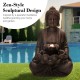 Glitzhome 28.25"H Zen Style Meditating Buddha Statue Polyresin Outdoor Fountain with Pump and LED Light (KD)