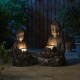 Glitzhome 23.25"H Zen Style Meditating Buddha Statue Polyresin Outdoor Fountain with Pump and LED Light (KD)