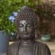 Glitzhome 23.25"H Zen Style Meditating Buddha Statue Polyresin Outdoor Fountain with Pump and LED Light (KD)