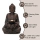 Glitzhome 23.25"H Zen Style Meditating Buddha Statue Polyresin Outdoor Fountain with Pump and LED Light (KD)