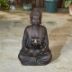 Glitzhome 23.25"H Zen Style Meditating Buddha Statue Polyresin Outdoor Fountain with Pump and LED Light (KD)