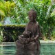 Glitzhome 23.25"H Zen Style Meditating Buddha Statue Polyresin Outdoor Fountain with Pump and LED Light (KD)