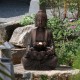 Glitzhome 23.25"H Zen Style Meditating Buddha Statue Polyresin Outdoor Fountain with Pump and LED Light (KD)