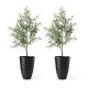 Glitzhome 19.75"H Oversized Set of 2 Eco-Friendly PE and Stone Faux Ceramic Diamond Textured Black Tall Planter