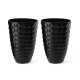 Glitzhome 19.75"H Oversized Set of 2 Eco-Friendly PE and Stone Faux Ceramic Diamond Textured Black Tall Planter