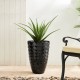 Glitzhome 19.75"H Oversized Set of 2 Eco-Friendly PE and Stone Faux Ceramic Diamond Textured Black Tall Planter