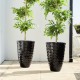 Glitzhome 19.75"H Oversized Set of 2 Eco-Friendly PE and Stone Faux Ceramic Diamond Textured Black Tall Planter