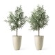 Glitzhome 19.75"H Oversized Set of 2 Eco-Friendly PE and Stone Faux Ceramic Diamond Textured White Tall Planter