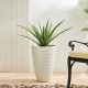 Glitzhome 19.75"H Oversized Set of 2 Eco-Friendly PE and Stone Faux Ceramic Diamond Textured White Tall Planter