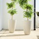 Glitzhome 19.75"H Oversized Set of 2 Eco-Friendly PE and Stone Faux Ceramic Diamond Textured White Tall Planter