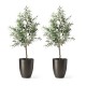 Glitzhome 16.75"H Set of 2 Black Eco-Friendly Resin and Stone Faux Brushed Steel Texture Tall Planter