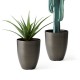 Glitzhome 16.75"H Set of 2 Black Eco-Friendly Resin and Stone Faux Brushed Steel Texture Tall Planter