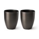 Glitzhome 16.75"H Set of 2 Black Eco-Friendly Resin and Stone Faux Brushed Steel Texture Tall Planter