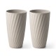 Glitzhome 24"H Oversized Set of 2 Sand Beige Eco-Friendly Resin and Stone Faux Terrazzo Wave Textured Ceramic Tall Planter