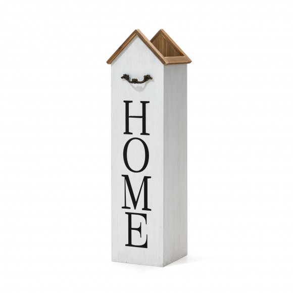 Glitzhome 30"H Solid Wood White House with 3D Roof Boxed "HOME" Porch Sign