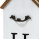 Glitzhome 30"H Solid Wood White House with 3D Roof Boxed "HOME" Porch Sign