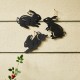 Glitzhome 18"H Multi-functional 2-in-1 Set of 3 Black Metal Rabbit Silhouette Pick Wall Decor(KD)