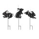 Glitzhome 18"H Multi-functional 2-in-1 Set of 3 Black Metal Rabbit Silhouette Pick Wall Decor(KD)