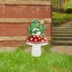 Glitzhome 30"H Multi-functional 2-in-1 Metal Stacked Mushroom and Frog Garden Yardstake, Wall Decor (KD)