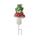 Glitzhome 30"H Multi-functional 2-in-1 Metal Stacked Mushroom and Frog Garden Yardstake, Wall Decor (KD)