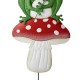 Glitzhome 30"H Multi-functional 2-in-1 Metal Stacked Mushroom and Frog Garden Yardstake, Wall Decor (KD)