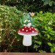 Glitzhome 30"H Multi-functional 2-in-1 Metal Stacked Mushroom and Frog Garden Yardstake, Wall Decor (KD)