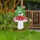 Glitzhome 30"H Multi-functional 2-in-1 Metal Stacked Mushroom and Frog Garden Yardstake, Wall Decor (KD)