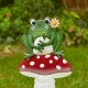 Glitzhome 30"H Multi-functional 2-in-1 Metal Stacked Mushroom and Frog Garden Yardstake, Wall Decor (KD)