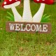 Glitzhome 32"H Multi-functional 2-in-1 Metal and Solid Wood Triple Mushrooms with Welcome Sign Garden Yardstake, Wall Decor (KD)