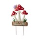 Glitzhome 32"H Multi-functional 2-in-1 Metal and Solid Wood Triple Mushrooms with Welcome Sign Garden Yardstake, Wall Decor (KD)