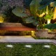 Glitzhome 5.25"H Set of 4 Resin Solar Powered  Disk Light or Outdoor Pathway Light or Ground Light (KD)