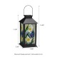 Glitzhome 11"H Stylish Textured Glass with Butterfly and Flower Pattern Solar Powered Hanging Lantern (KD)