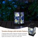 Glitzhome 11"H Stylish Textured Glass with Butterfly and Flower Pattern Solar Powered Hanging Lantern (KD)