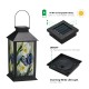 Glitzhome 11"H Stylish Textured Glass with Butterfly and Flower Pattern Solar Powered Hanging Lantern (KD)