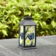 Glitzhome 11"H Stylish Textured Glass with Butterfly and Flower Pattern Solar Powered Hanging Lantern (KD)