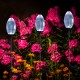 Glitzhome 36"H Set of 3 Solar Powered Stake Oval Flower Light with Stainless Steel Pole (KD)