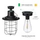 Glitzhome 9.75"H Set of 2 Industrial-Style Black Metal Wire Solar Powered Edison Bulb Outdoor Hanging Lantern