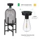 Glitzhome 14.25"H Set of 2 Slim-shaped Black Metal Mesh Solar Powered Edison Bulb Outdoor Lantern with Stand