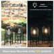 Glitzhome 14.25"H Set of 2 Slim-shaped Black Metal Mesh Solar Powered Edison Bulb Outdoor Lantern with Stand