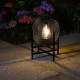 Glitzhome 11.5"H Set of 2 Black Metal Mesh Solar Powered Edison Bulb Outdoor Lantern with Stand