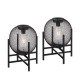 Glitzhome 11.5"H Set of 2 Black Metal Mesh Solar Powered Edison Bulb Outdoor Lantern with Stand