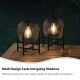 Glitzhome 11.5"H Set of 2 Black Metal Mesh Solar Powered Edison Bulb Outdoor Lantern with Stand