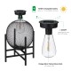 Glitzhome 11.5"H Set of 2 Black Metal Mesh Solar Powered Edison Bulb Outdoor Lantern with Stand