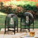 Glitzhome 11.5"H Set of 2 Black Metal Mesh Solar Powered Edison Bulb Outdoor Lantern with Stand