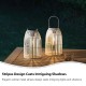 Glitzhome 9.75"H Set of 2 White Metal Stripes Solar Powered Edison Bulb Outdoor Hanging Lantern