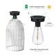 Glitzhome 9.75"H Set of 2 White Metal Stripes Solar Powered Edison Bulb Outdoor Hanging Lantern